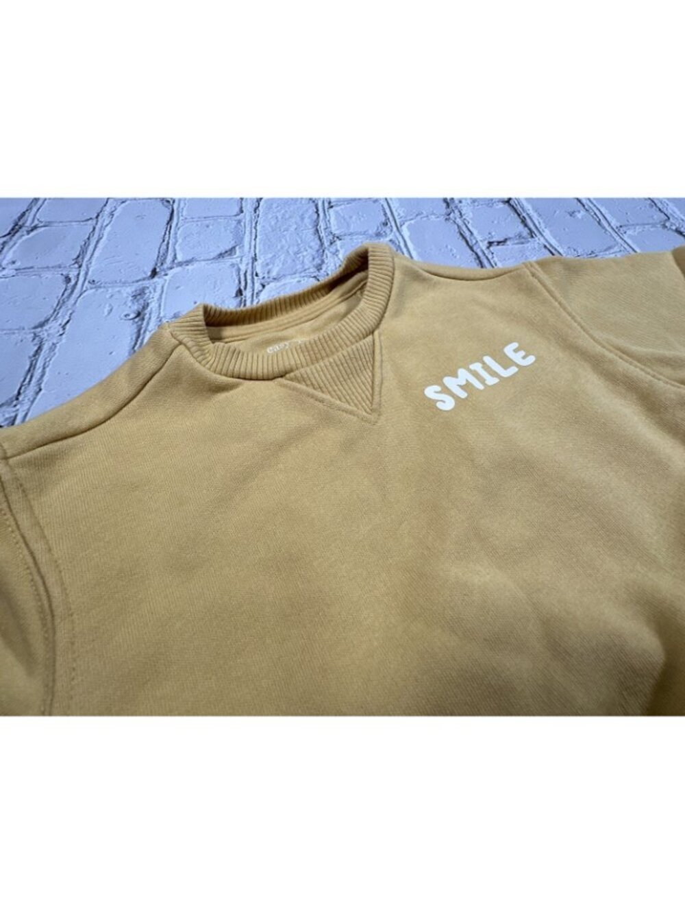 Easy Peasy 0-3 Months Baby Smile Mustard Yellow Gold Sweatshirt - Picture 3 of 7